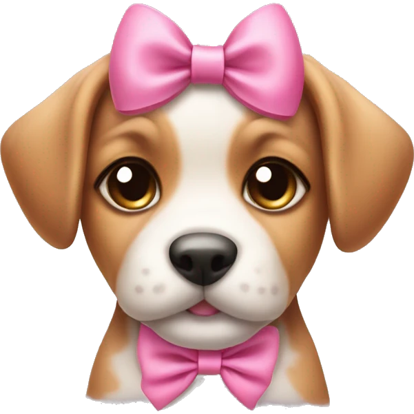 cute puppy with pink bow on its head emoji
