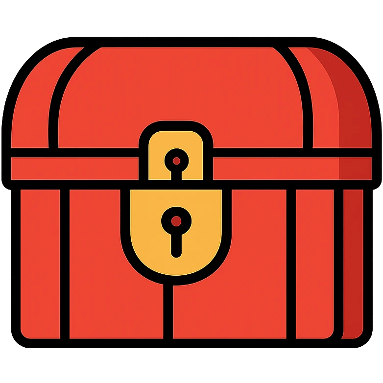 A simple red treasure chest with a lock, RPG style emoji