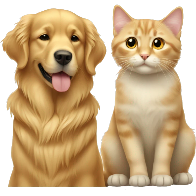 Golden retriever with cat emoji