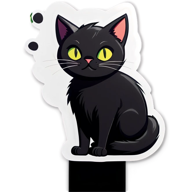 Black cat brainstorming  emoji
