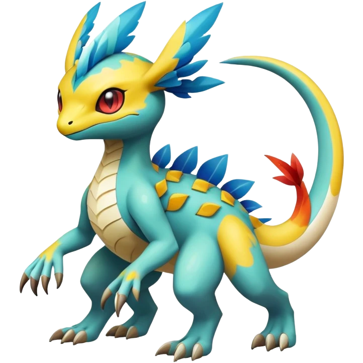 cool exotic fantasy-creature-Fakémon-Pokémon, full body, with markings emoji