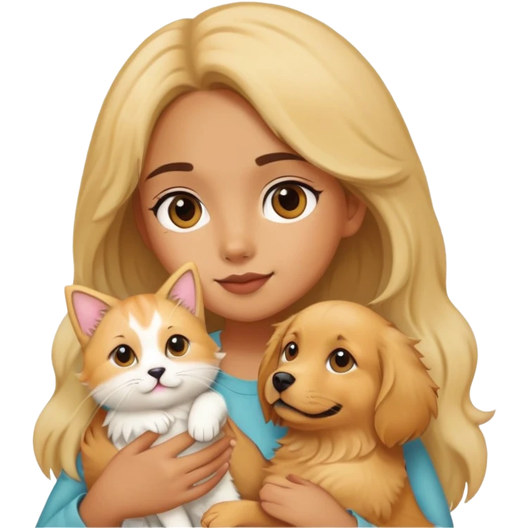 Girl holding a cat and a dog emoji
