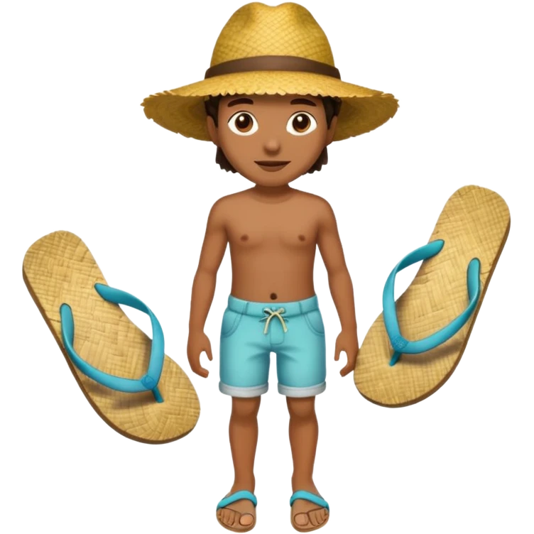 Créole réunionnais chapeau paille tong au pieds  emoji