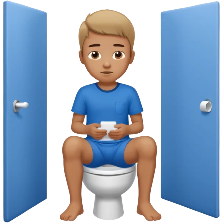 menino sentado no vaso sanitário emoji