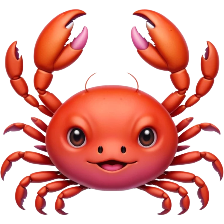 extremely cute aesthetic crab with tiny claws, huge shiny round eyes, soft red and pink tones, extra charming, kawaii-inspired, Apple emoji style emoji