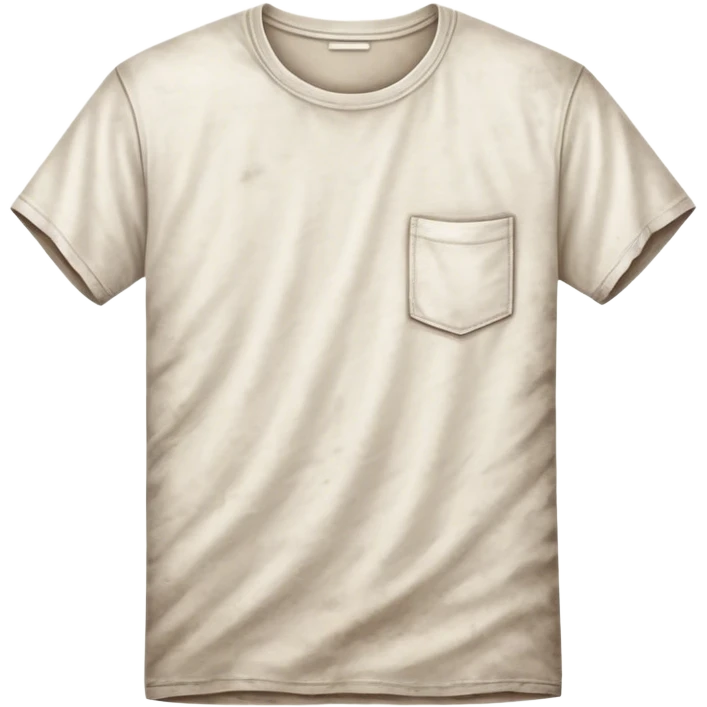 A white T-shirt with visible dirt stains, smudges, and wrinkles. The fabric looks worn and slightly discolored, giving it an unclean appearance emoji