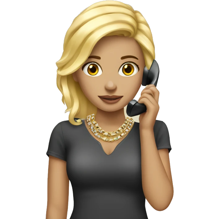 blonde girl with telephone jewelry emoji
