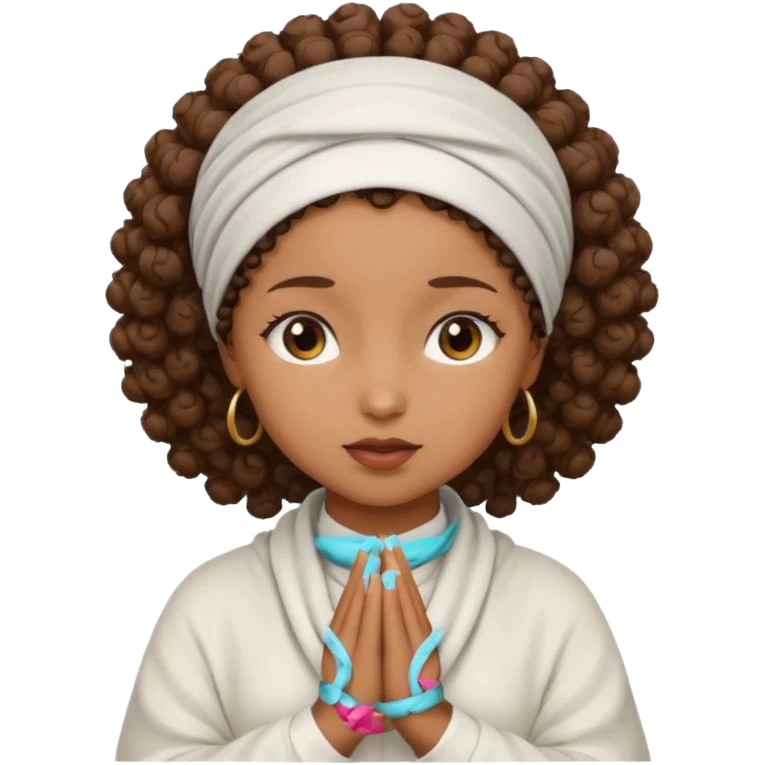 Curly hair Black women praying emoji