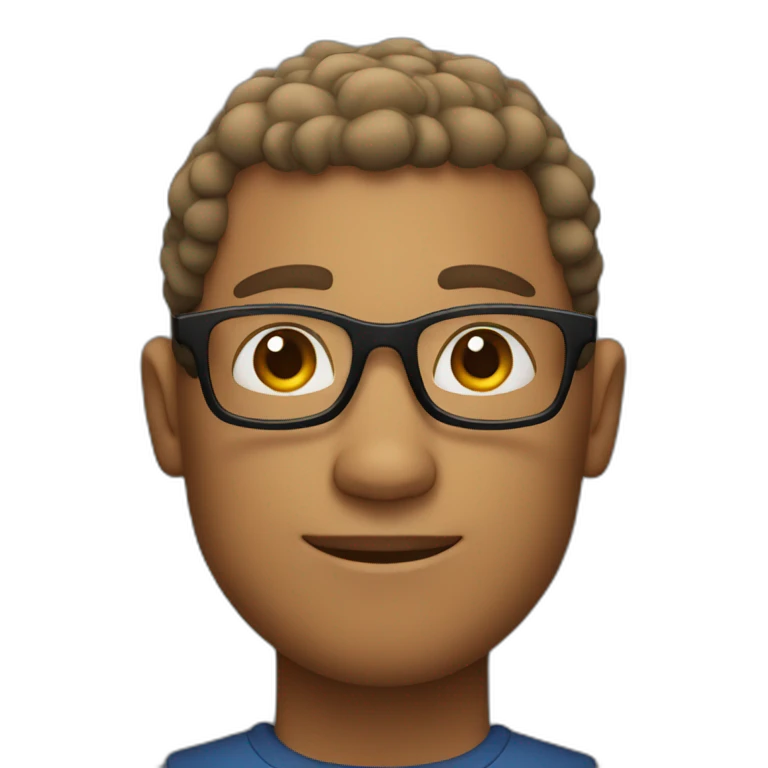 curly short haired man wearing square glasses emoji