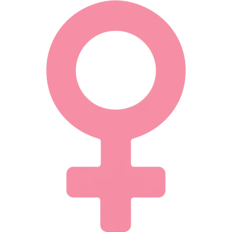 female gender symbol, flat pink, extremely simple, color icon style, minimal details, suitable for Discord role icon emoji