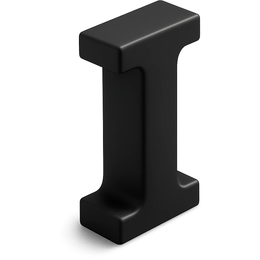 bold and clear letter I in 3D black style emoji