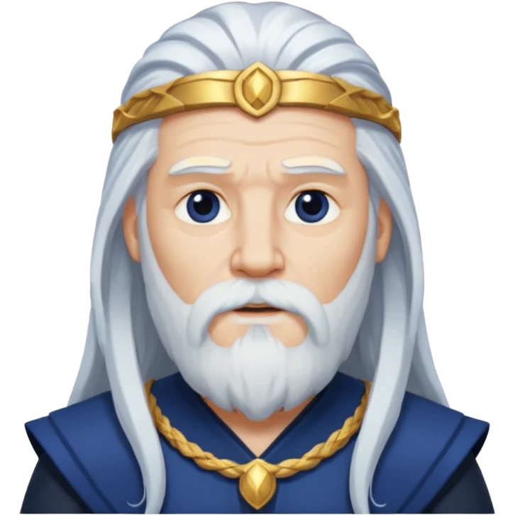 Odin, God of Wisdom from Gods and Goddesses with long white hair and beard, dark blue outfit emoji