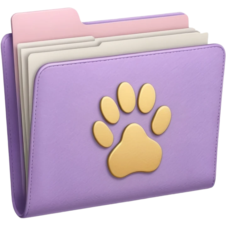 a pastel folder of documents with a pawprint on it emoji
