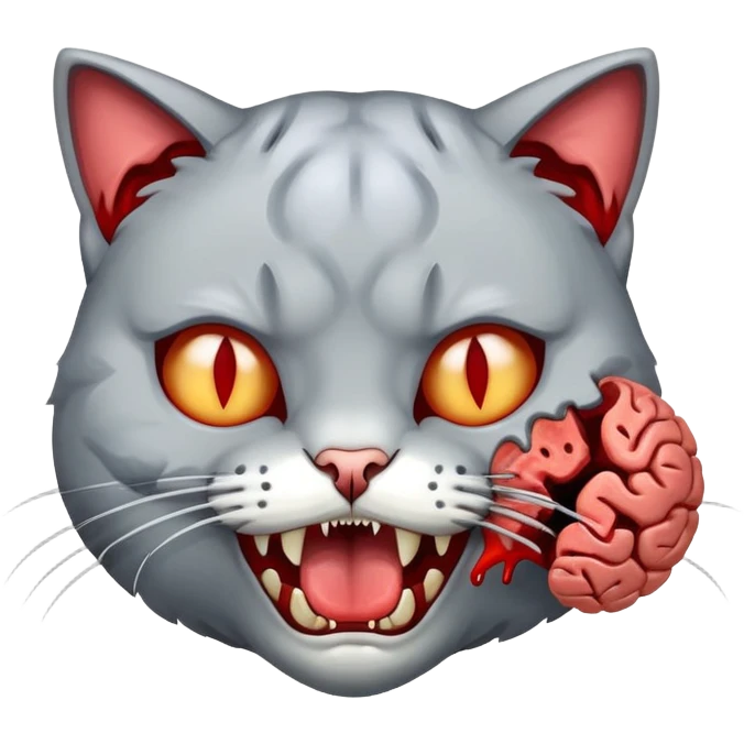 Cat eating a brain emoji
