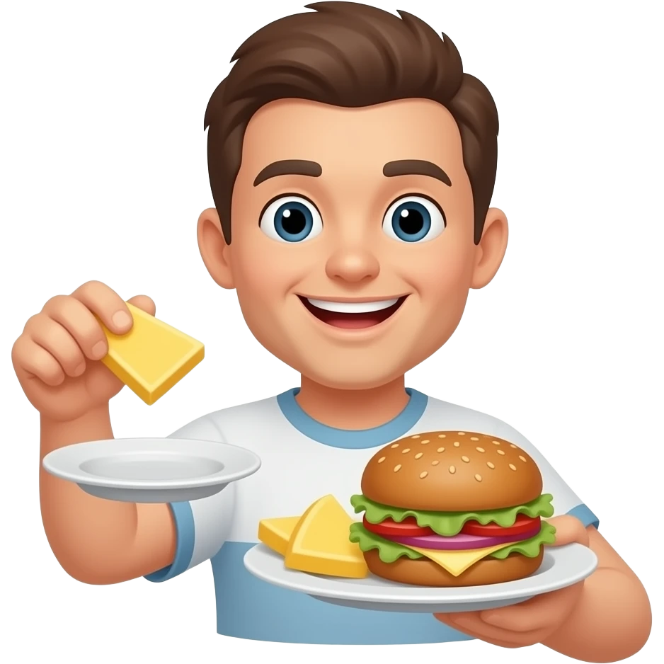 Yellow smiley emoji with good morning breakfast emoji