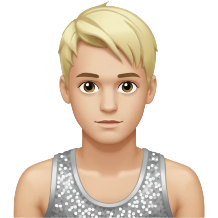 Aaron Carter with blonde hair, silver sequin tank top emoji
