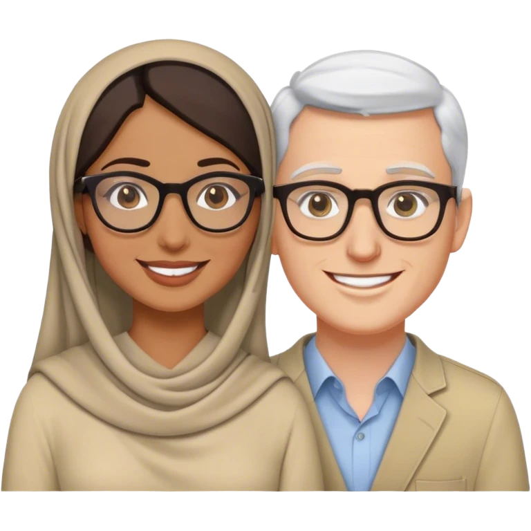 Arab woman white man with glasses emoji