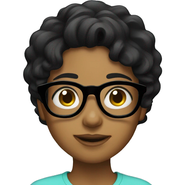 girl with wavy black hair and black glasses emoji
