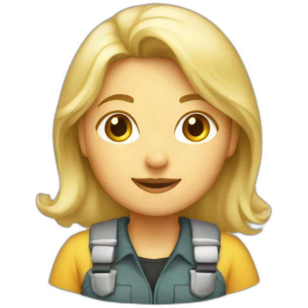 a blond woman engineer with watter and poop emoji