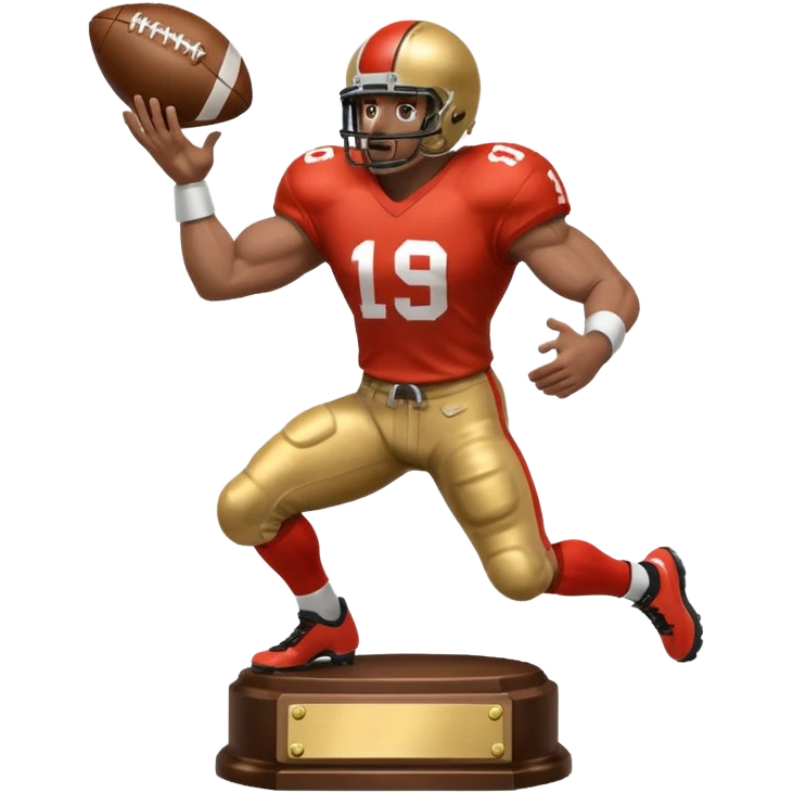 a trophy of a american football player stiff arm emoji