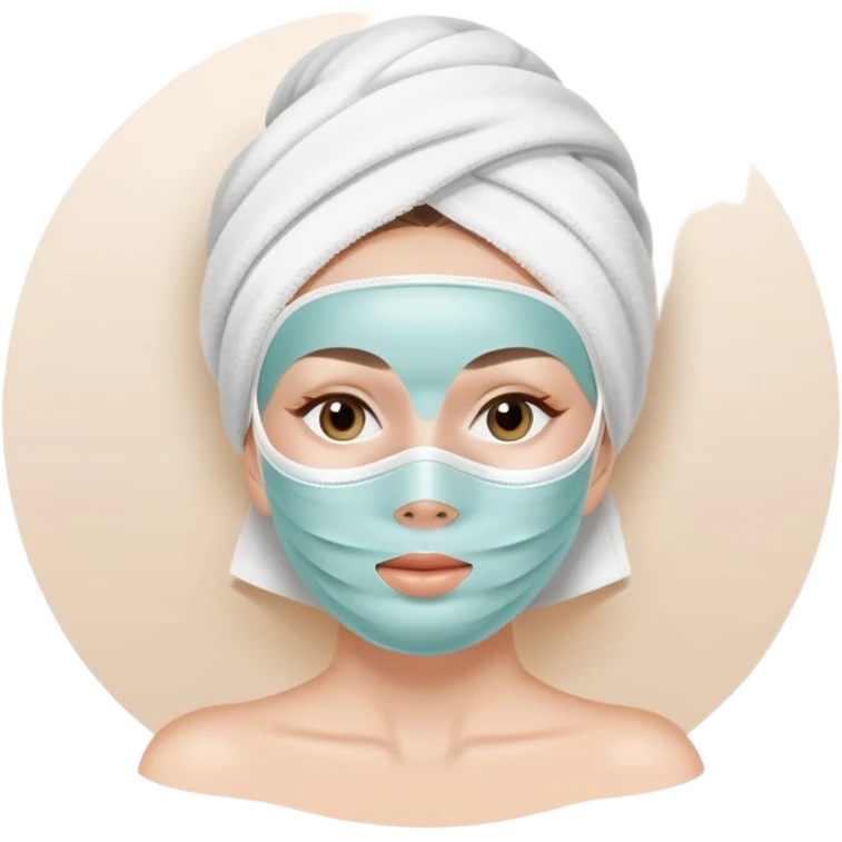 white Lady with face mask spa beauty full face relaxing emoji