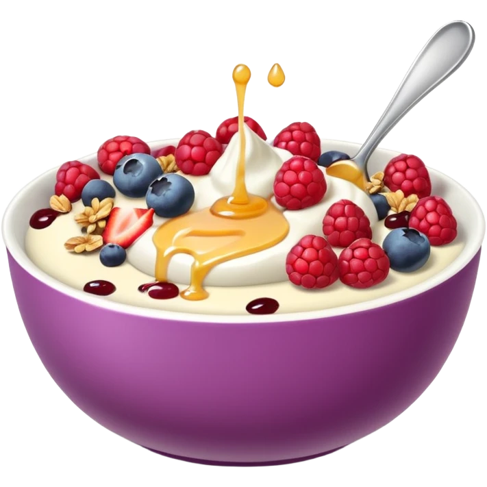 Yoghurt bowl with fruit emoji