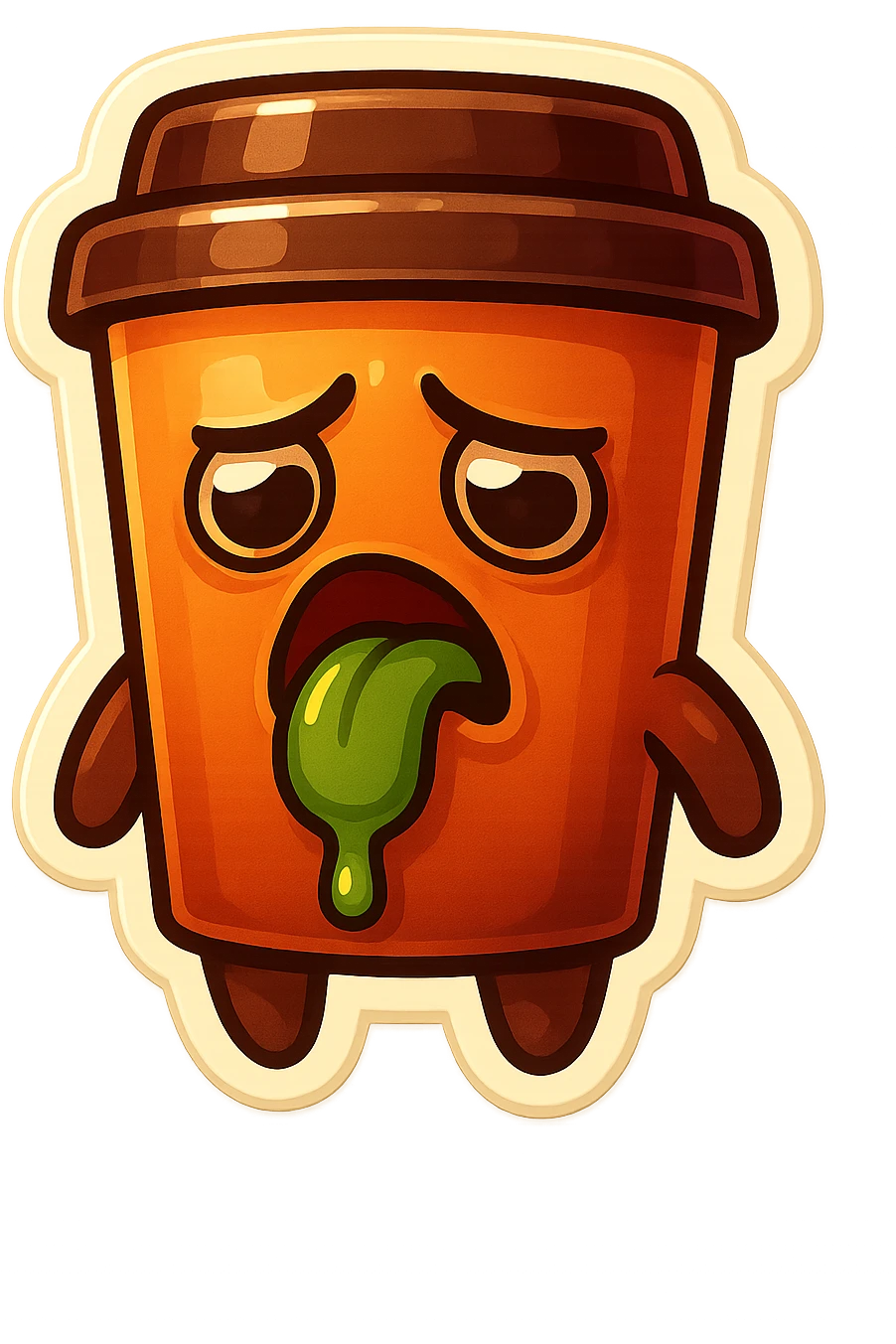 Tall coffee cup, disgusted, sick emoji