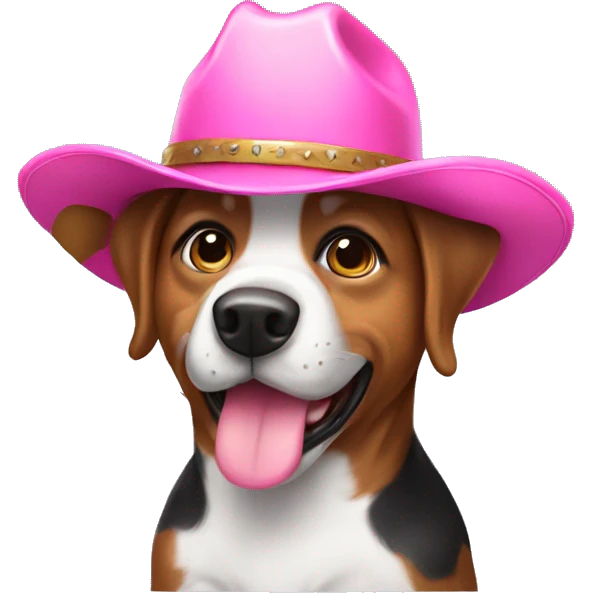 Dog wearing a pink cowboy hat emoji