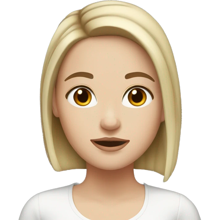A white girl with short dark brown hair with a streak of blonde in the middle emoji