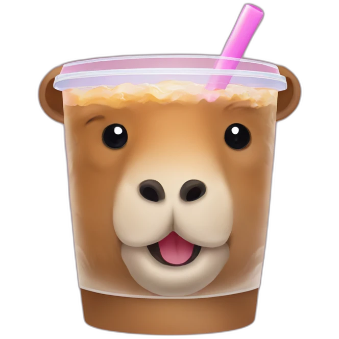 Happy Capybara drinking bubble tea emoji