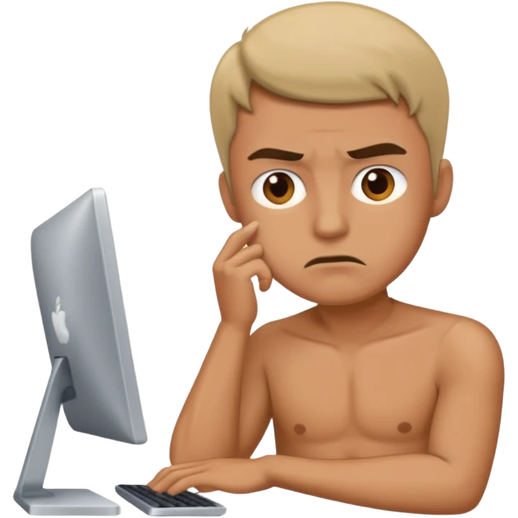a man in front of a computer annoyed  emoji