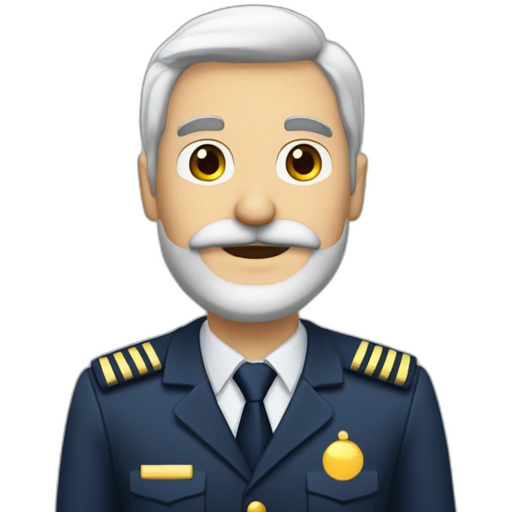 Luis Altamuro airbus pilot with white haired moustache+goatee circle beard no glasses emoji