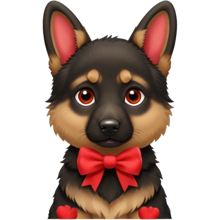 German shepherd puppy with a bow emoji
