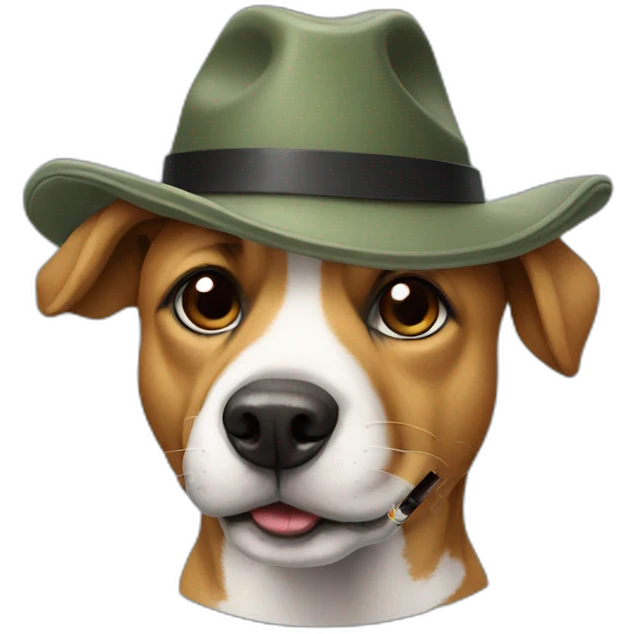 dog with hat and cigarette emoji