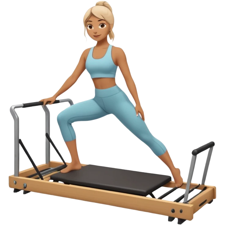 Mujer haciendo pilates en un reformer emoji