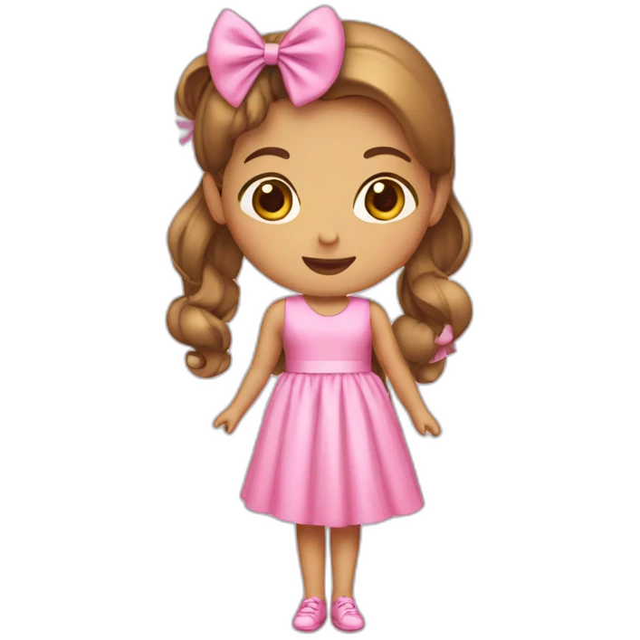 A girl with pink dress and pink bow  emoji