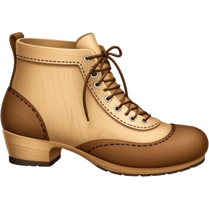 Un zapato de madera estilo Polonia . El zapato está tallado a mano. Pero de madera  peo que no tenga cordón para desatar emoji