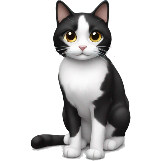 black and white cat with brunette emoji