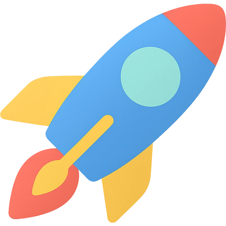 rocket ship icon with color emoji