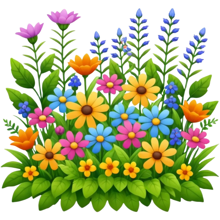 flower bed with wildflowers and leafy greenery emoji