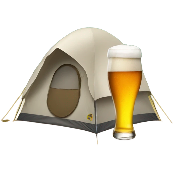 Beer in front of a camping tent emoji