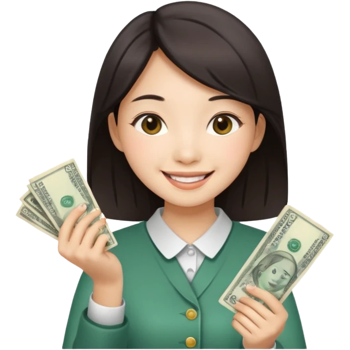 Hot Asian girl with money  emoji