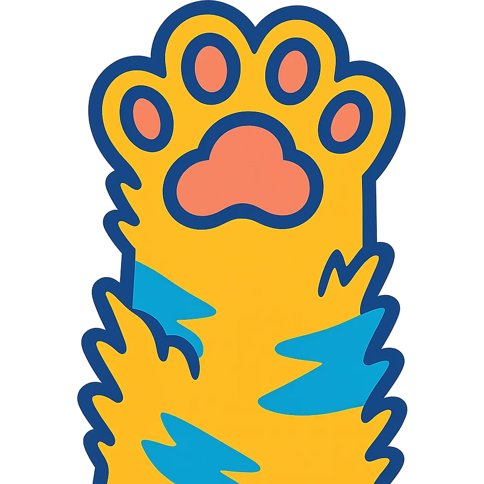 fluffy cat paw, vibrant toon style, bold colors, playful and energetic emoji
