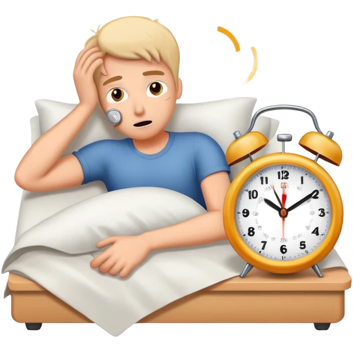 character waking up with alarm clock ringing emoji