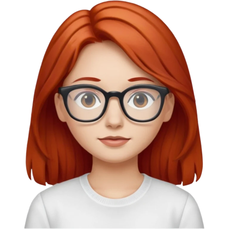 Rizada peli roja tono fuerte , blanquita con lentes y top blanco pelo largo  emoji