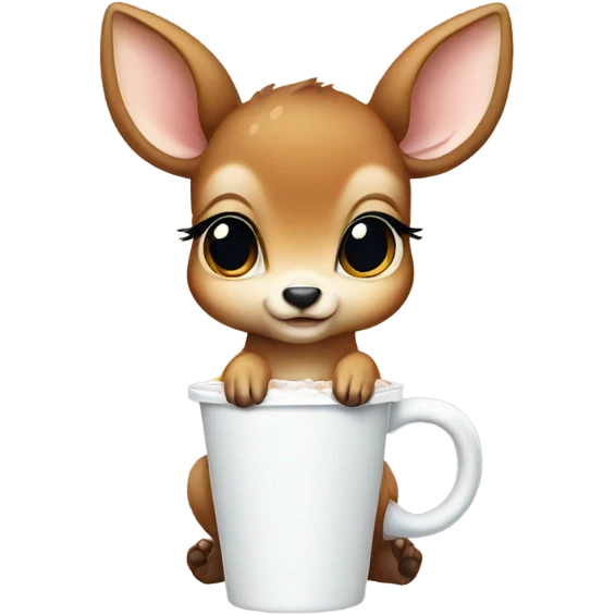Baby deer with iced coffee emoji