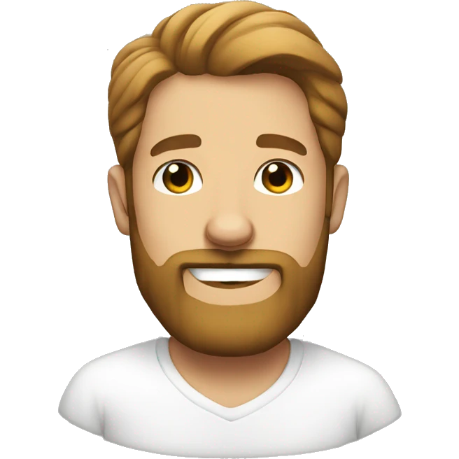 bearded guy in white shirt smiling  emoji
