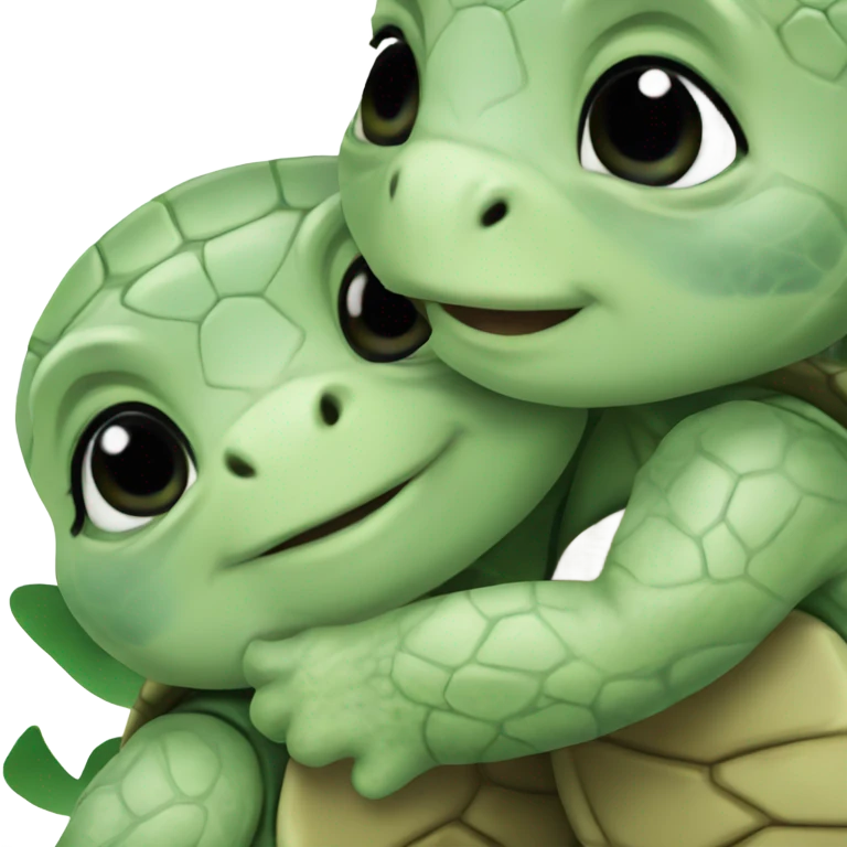 Baby turtles hugging each other  emoji