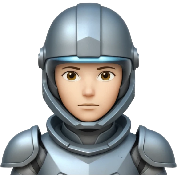 futuristic armored soldier portrait, head and shoulders only, helmet visor, sci-fi armor details, 3D cartoon, mobile game icon style, clean background, no text, no watermark

 emoji