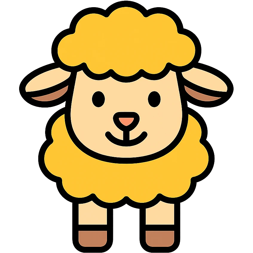 color outline icon of a friendly lamb emoji